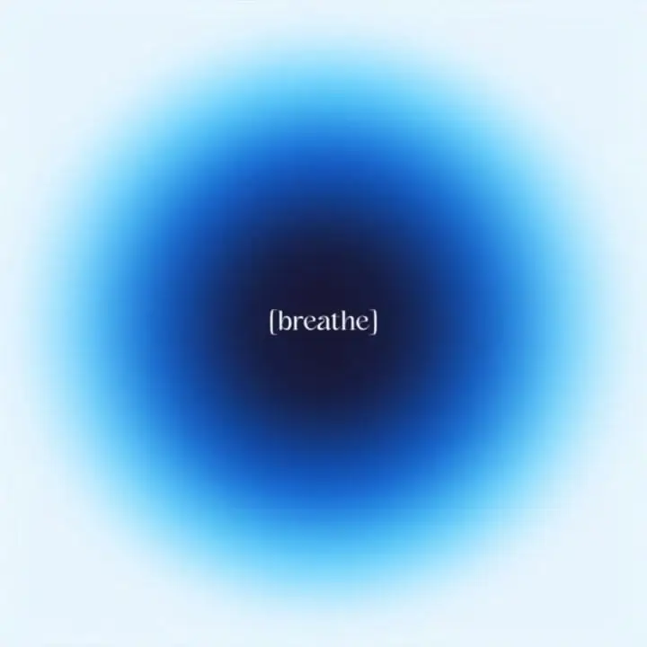 Illustration representing self-awareness in emotional intelligence coaching by showing the word breathe in brackets centered over a dark blue gradient background
